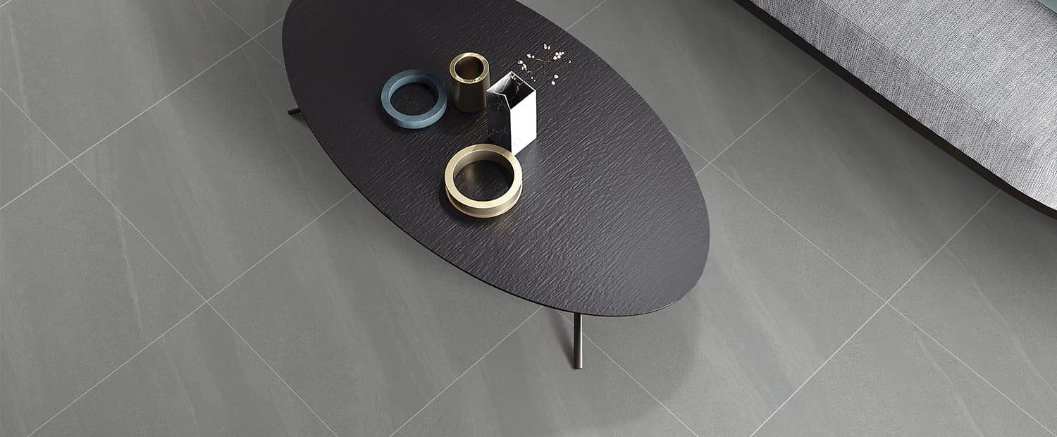 Large-format porcelain tile interior styling